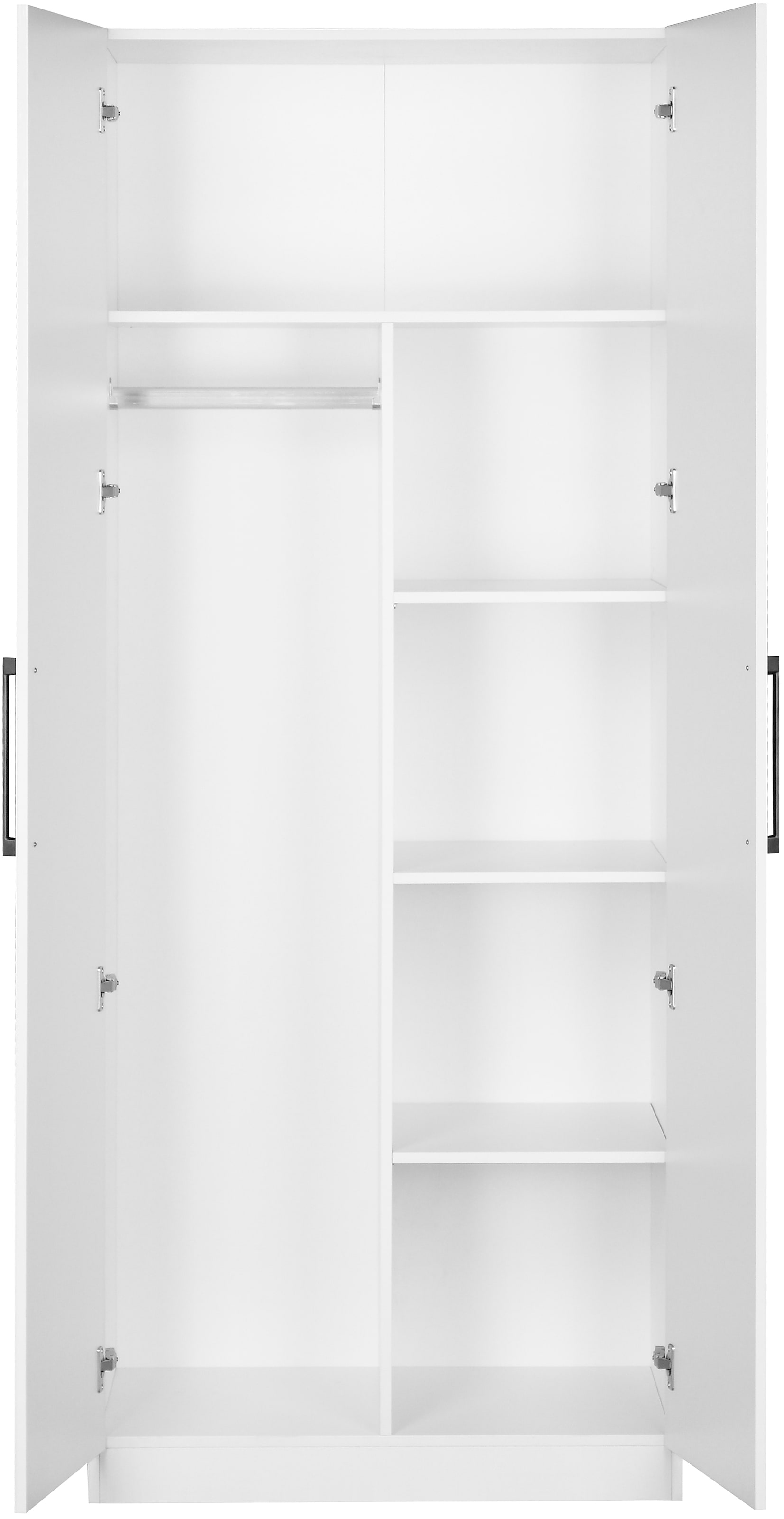 GOODproduct Kleiderschrank »Sylt Schlafzimmerschrank Garderobe Schrank Bestseller hochglanz« hochwertige Metall Griffe in schwarz,  Drehtürenschrank mit perfekter Innenausstattung, Breite 800cm