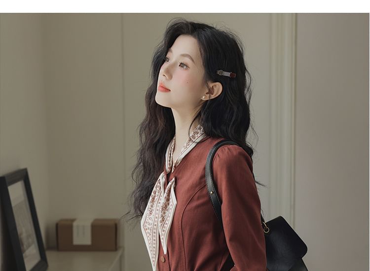 sansweet - Midi-jurk met pofmouwen en knoopjes