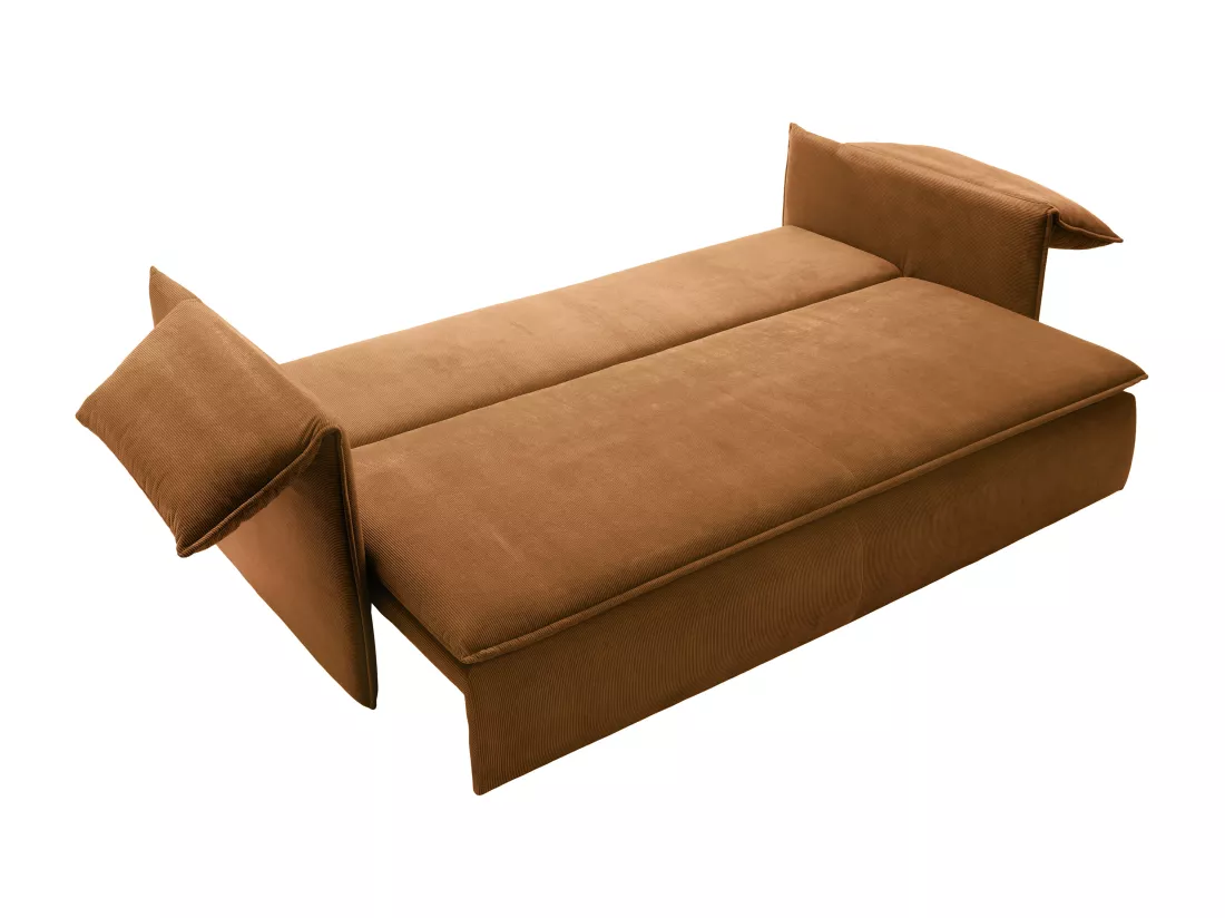 Canapé convertible 3 places en velours côtelé terracotta TEODORA
