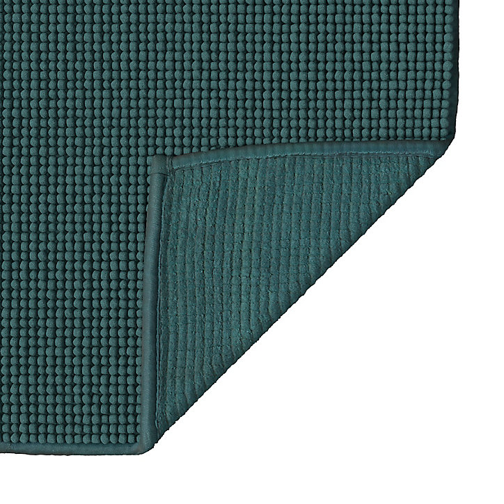 Tapis de bain rectangulaire GoodHome Kina coloris vert pinède en polyester L.70 x l.50 cm