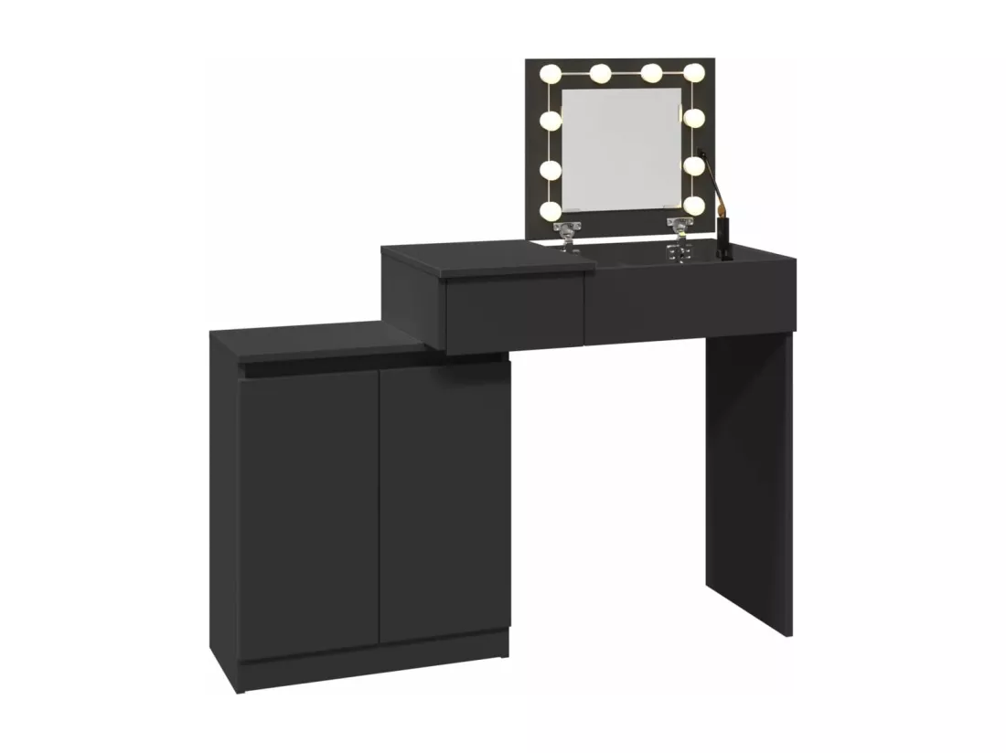 Coiffeuse avec LED noir 115x37x110,5 cm
