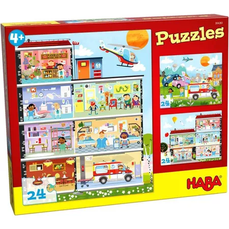 HABA 304283 Puzzle Kleines Krankenhaus 3x24 Teile