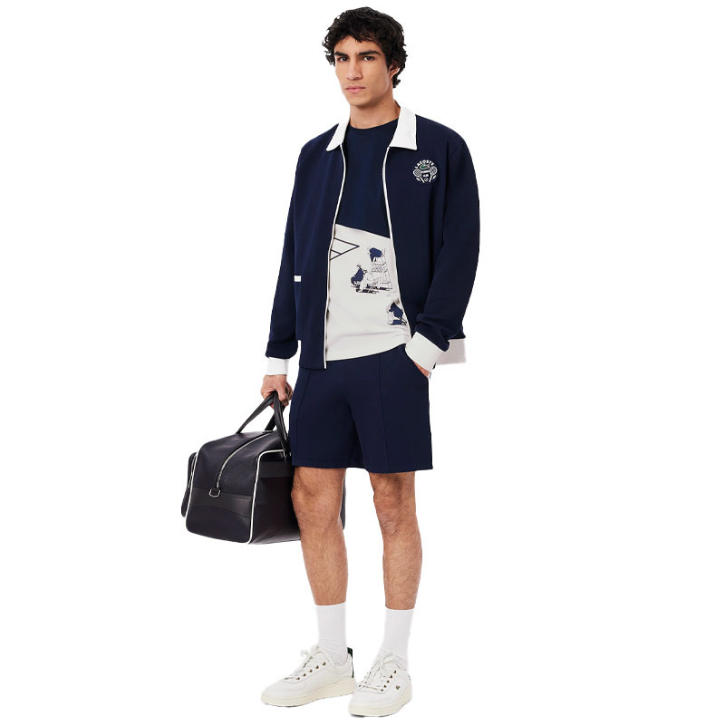 Tee-shirt tennis homme Lacoste Heritage Graphic marine et beige