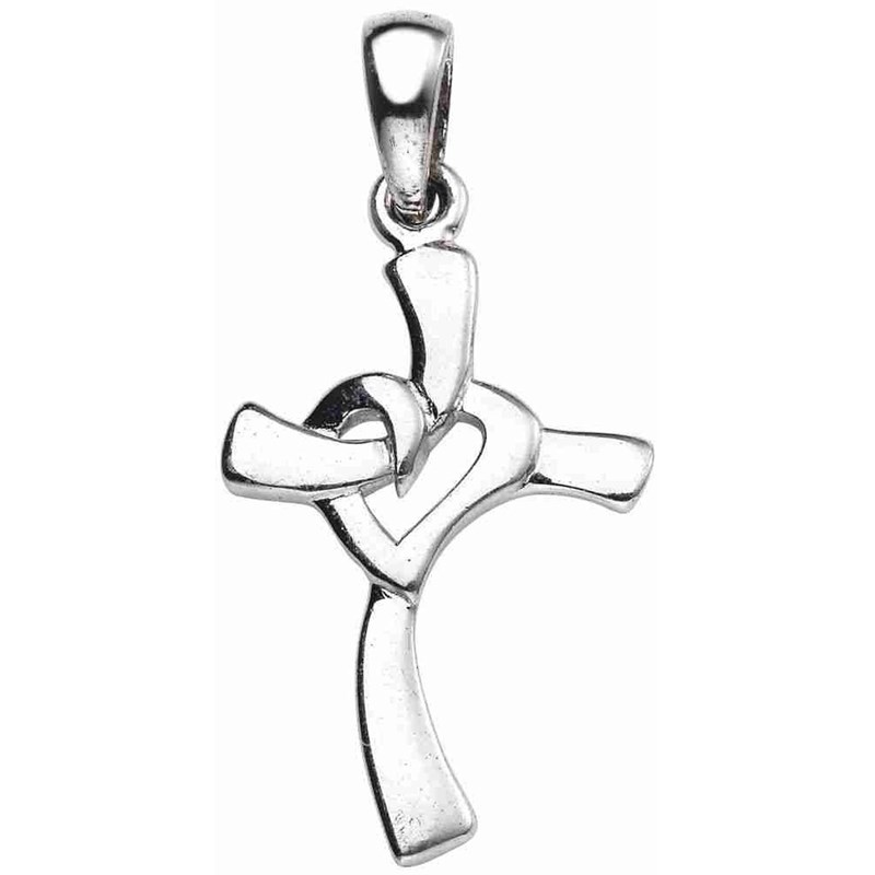Collier croix et coeur en argent 925/1000