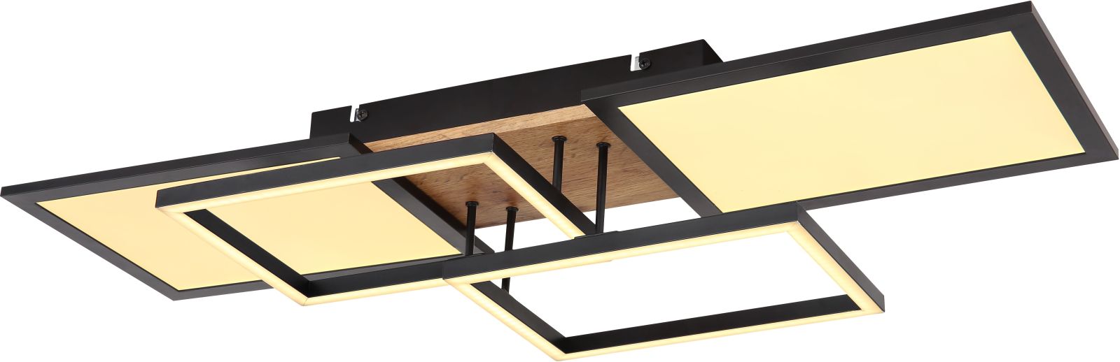 LED-Deckenleuchte - schwarz matt-Holzoptik dunkel - 70 cm