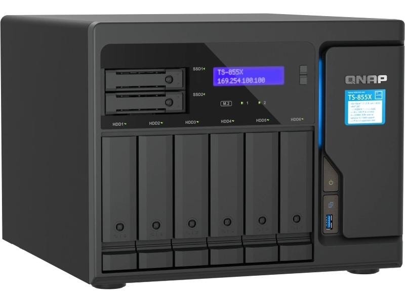 QNAP NAS TS-855X-8G 6 2-bay Leistungsstarkes 10 GbE NAS für die Bereitstellung von Hybrid-Infrastruktur Speicher und High-Speed Virtualisierungsanwendungen