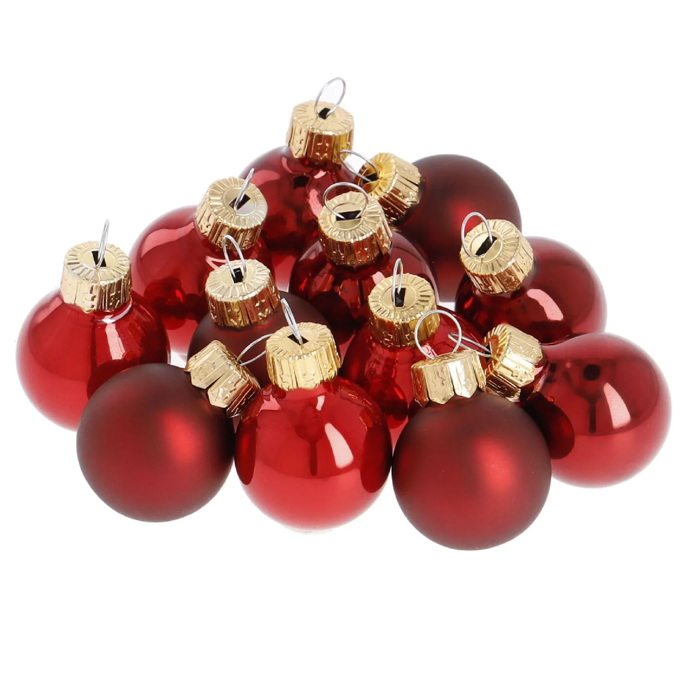 12er Weihnachtskugel Set Glaskugeln 2,5 cm, rot