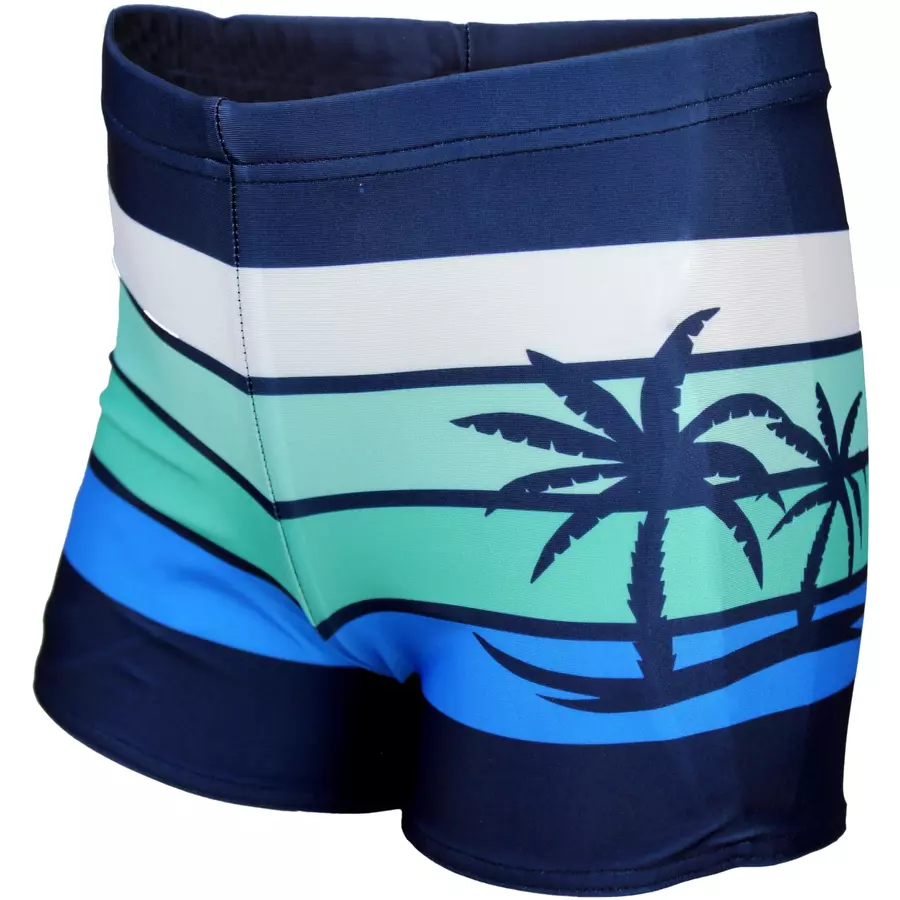 Aquarti Jungen Badehose Gestreift mit Motiven hellblaugrün
