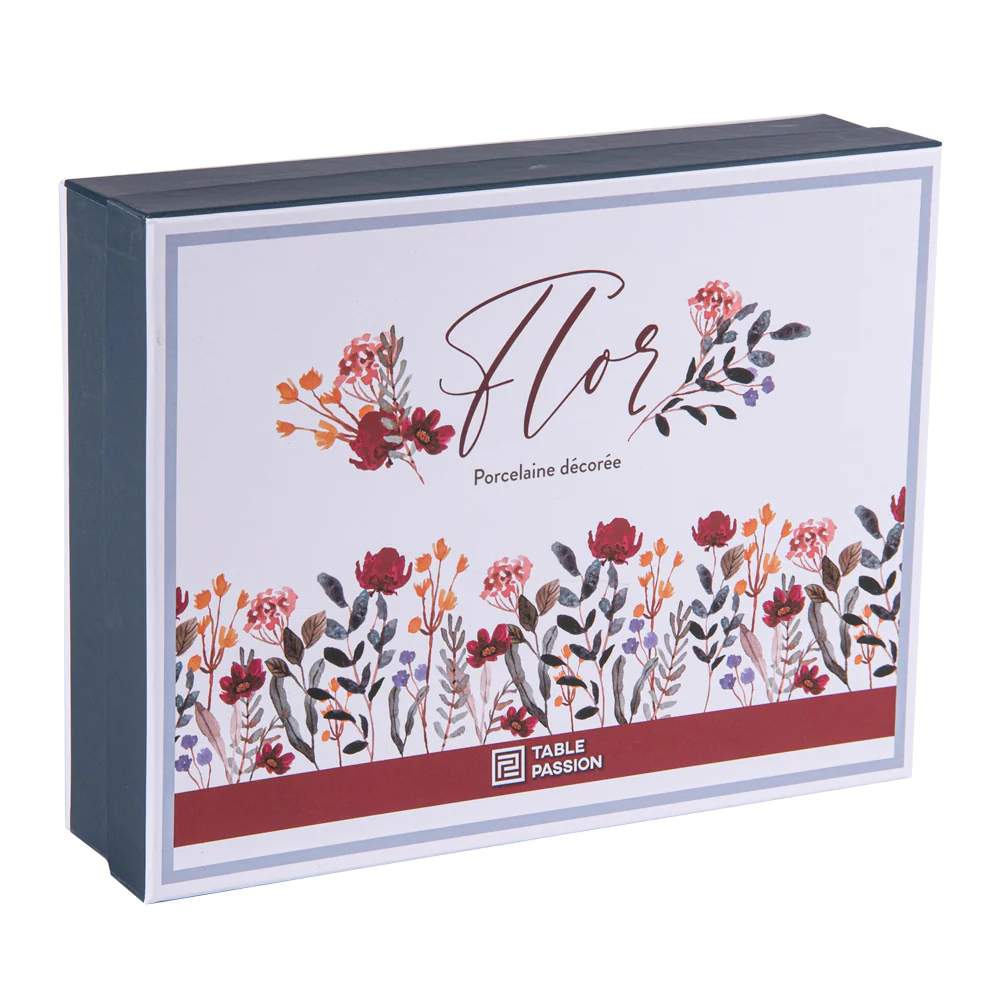 Coffret 6 gobelets et cuillères Flor Table passion