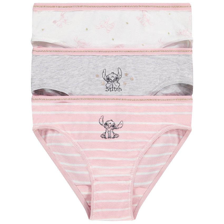 Lot de 3 culottes Stitch Disney pour fille - Rose