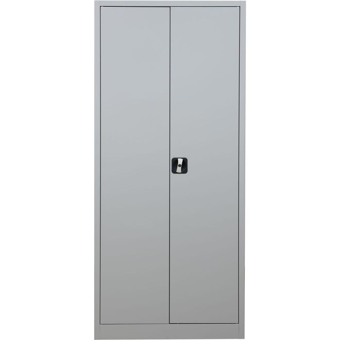 PROREGAL Badger draaideurkast met 4 legplanken, Eurolock greep, plint, HxBxD 180 x 80 x 38 cm, grijs verzinkt