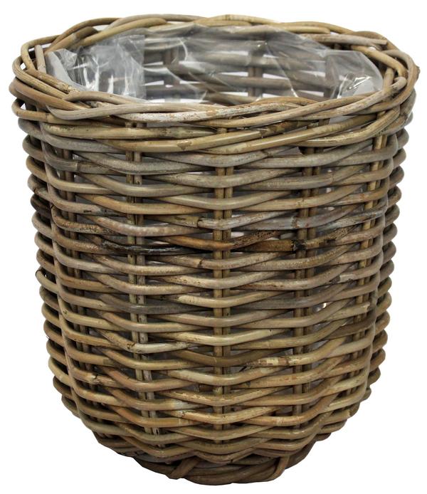 Van der Leeden Rattan-Pflanzkorb, grau-braun