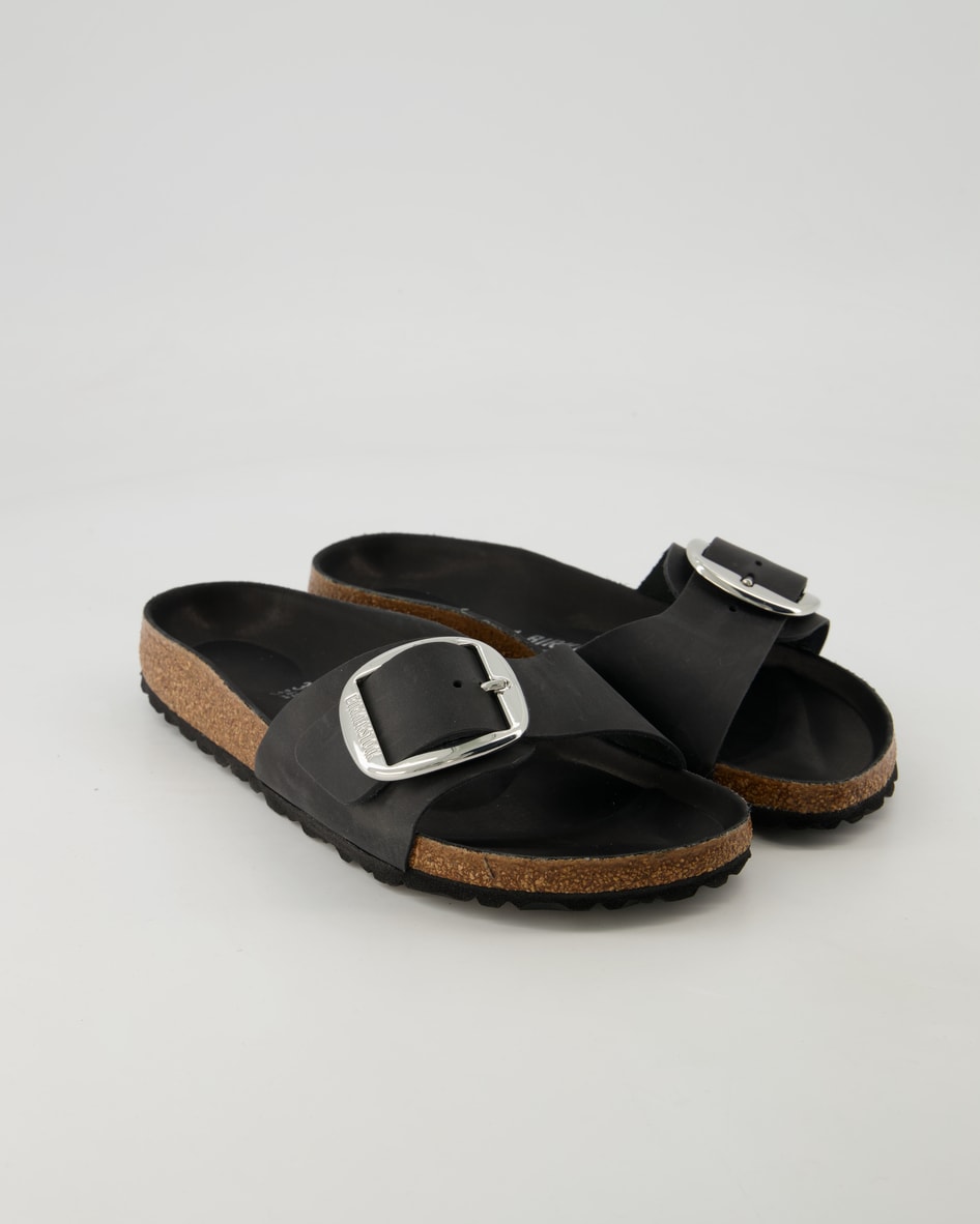 Birkenstock Madrid Big Buckle Pantoletten in Schwarz