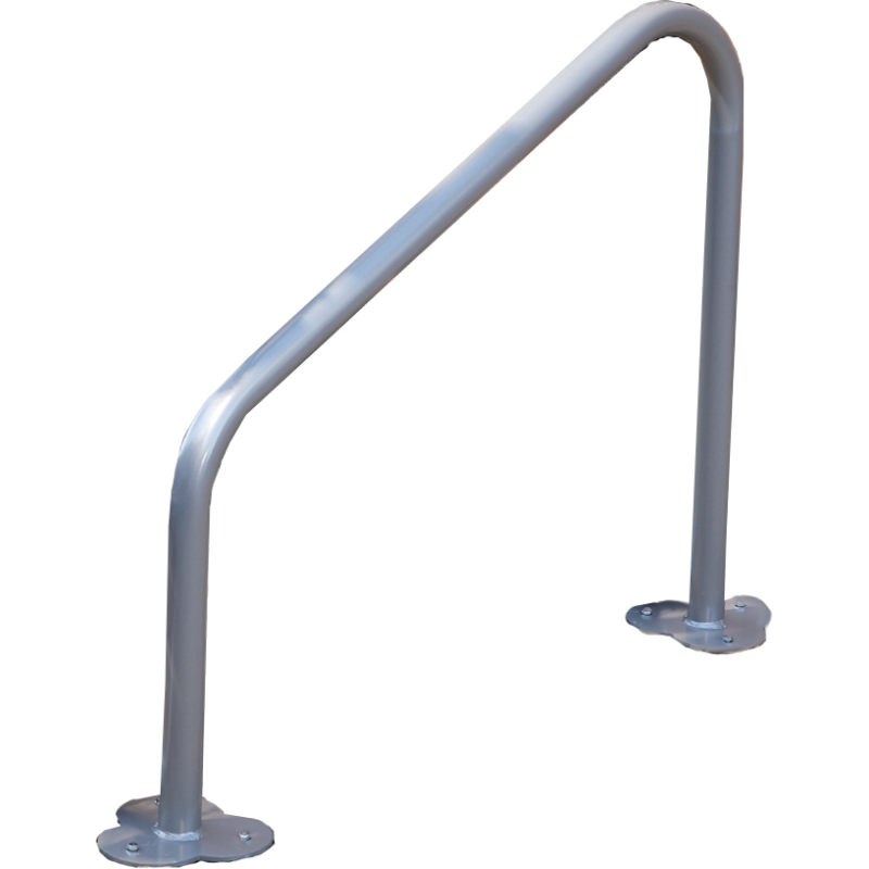 Lot de 2 ranges vélos platine pour 4 vélos Tube Ø 40 mm + peinture poudre époxy grise Platine Ø152mm, ép. 5mm et trous de fixation Ø9mm  MODELE TRIANGLE
