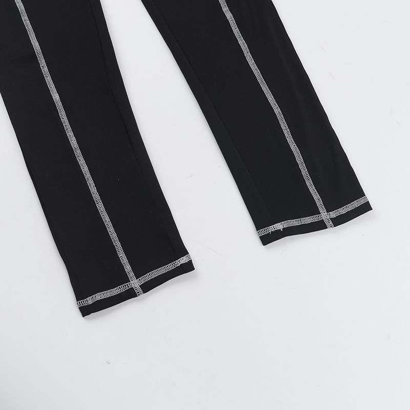Caarnil - Jumpsuit met lange mouwen, ronde hals en contrasterende stiksels, slim fit