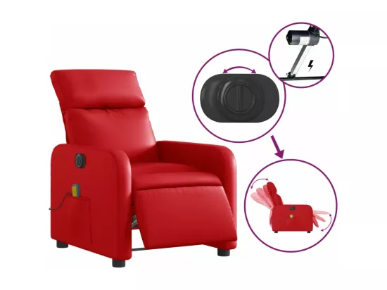 Fauteuil massant inclinable électrique rouge similicuir