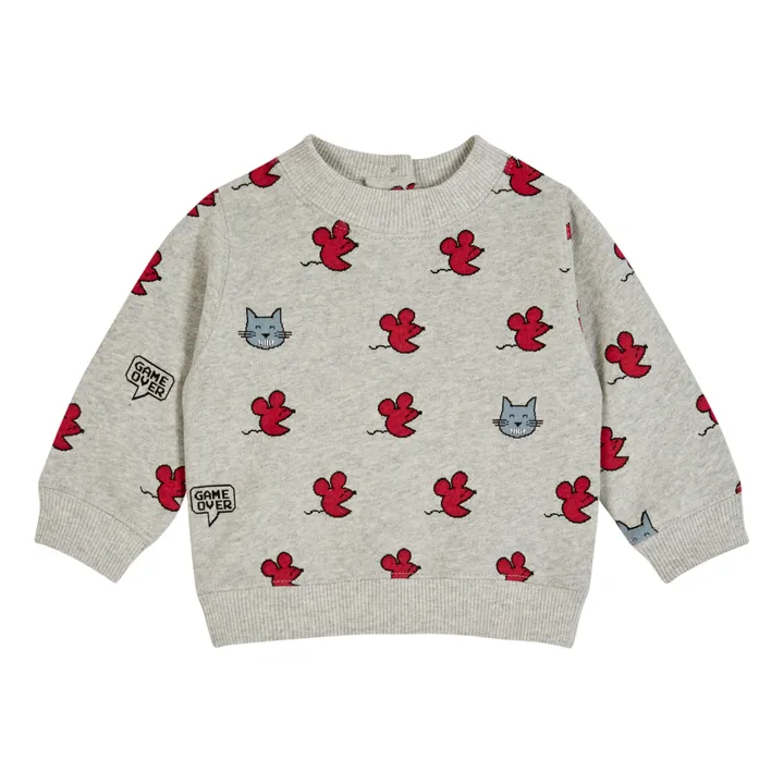Emile et Ida Sweat Velours Coton Bio Souris | Gris