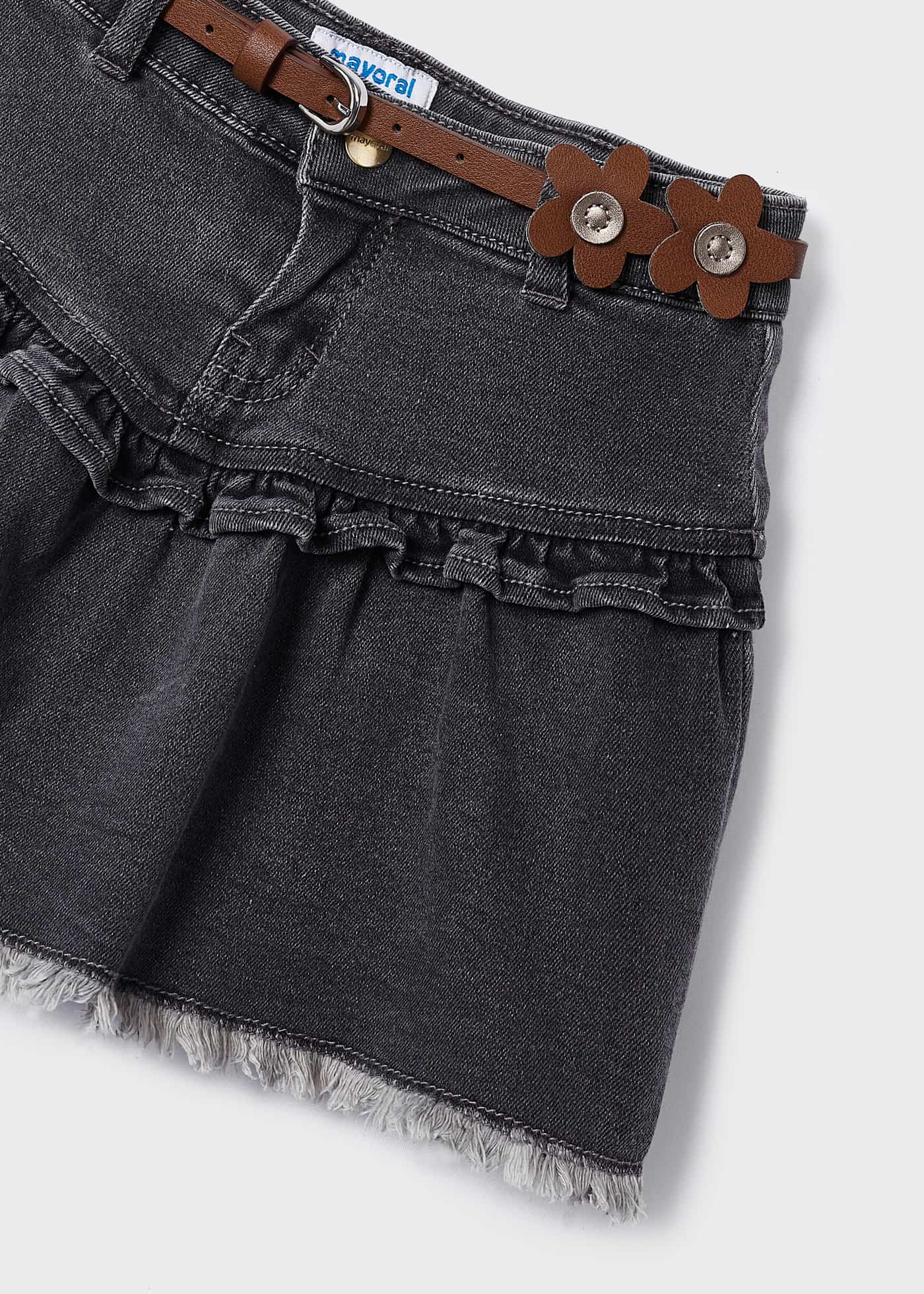 Saia jeans com cinto para meninas