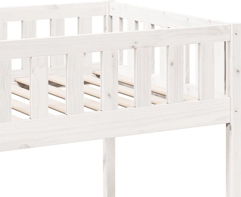 vidaXL Kinderbed - Massief Grenenhout - Wit - Inclusief Lattenbodem