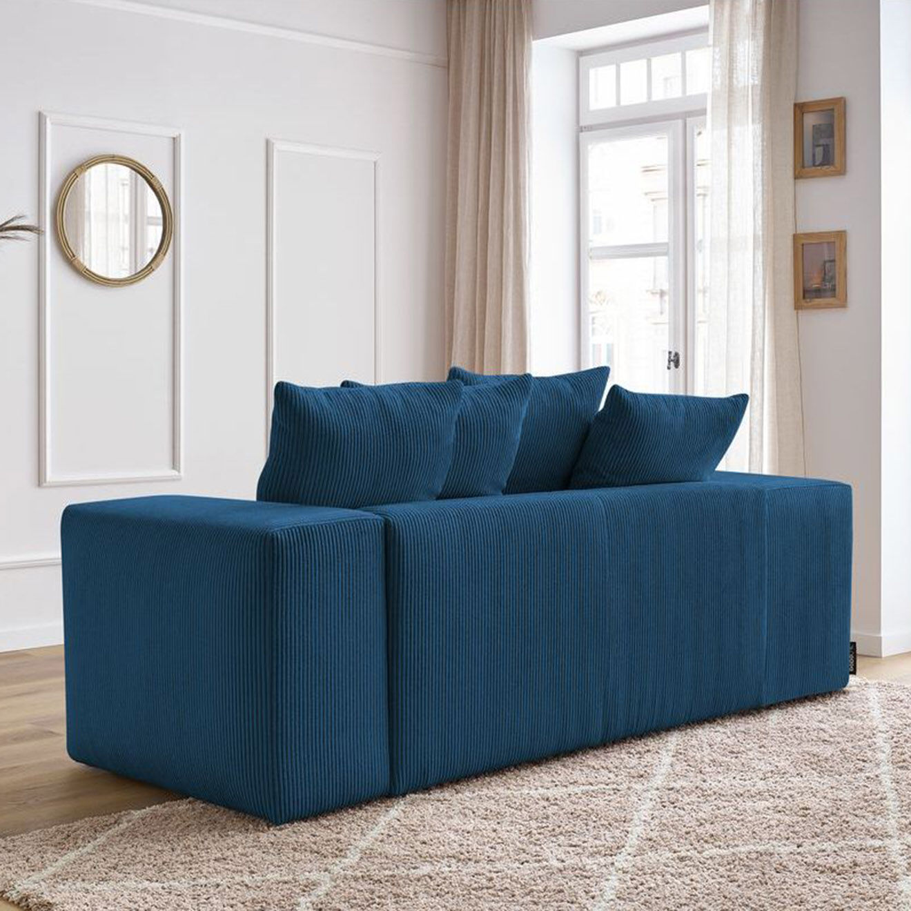 Bobochic Canapé 2 places moelleux voltaire bleu foncé - 220x124x75 cm