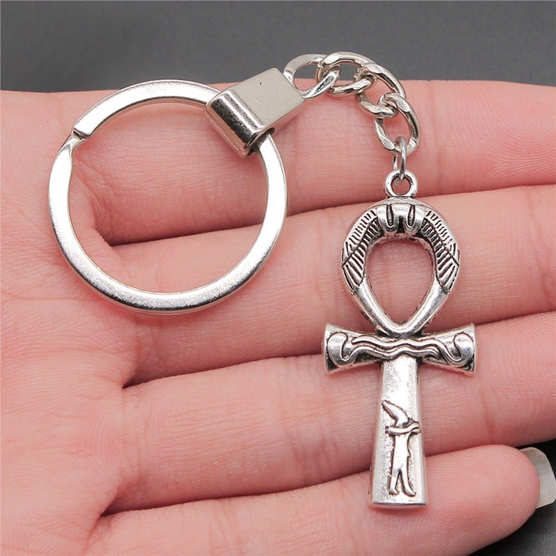 Porte-clés ânkh croix ansée hiéroglyphe égyptien argenté