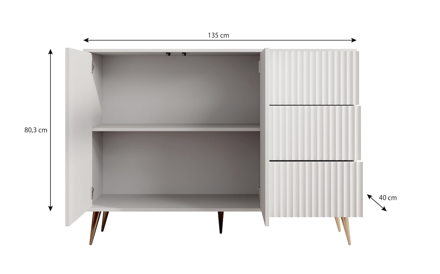 Meubella - Dressoir Winq - Antraciet - 135 cm