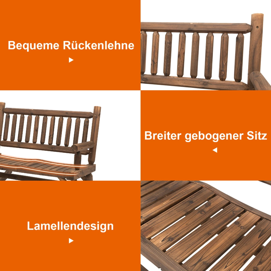 Outsunny Schaukelbank mit Armlehne dunkelbraun