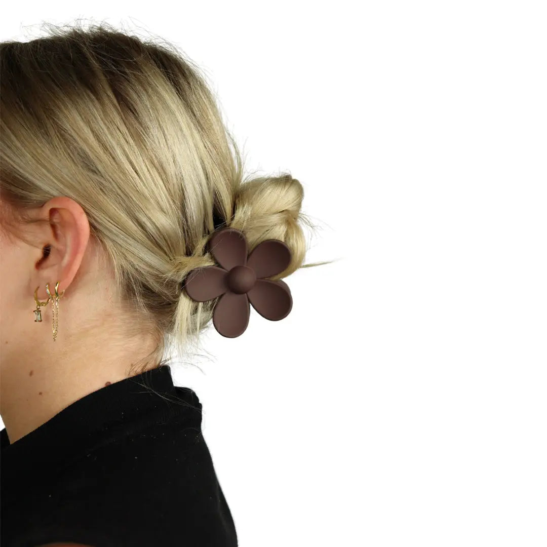 Flower Hair Clip Dark Brown