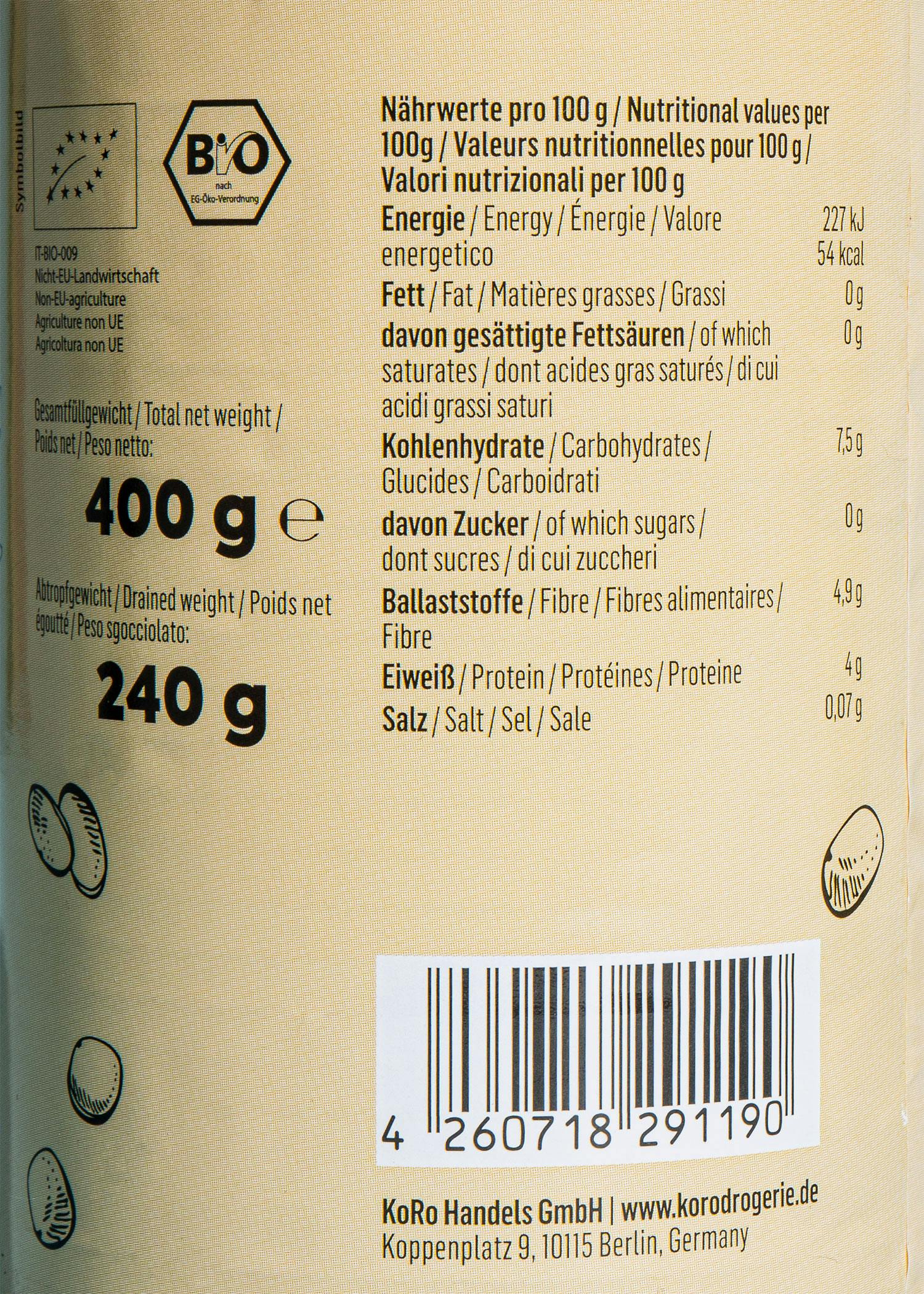 Braune Bio Linsen in der Dose 240 g