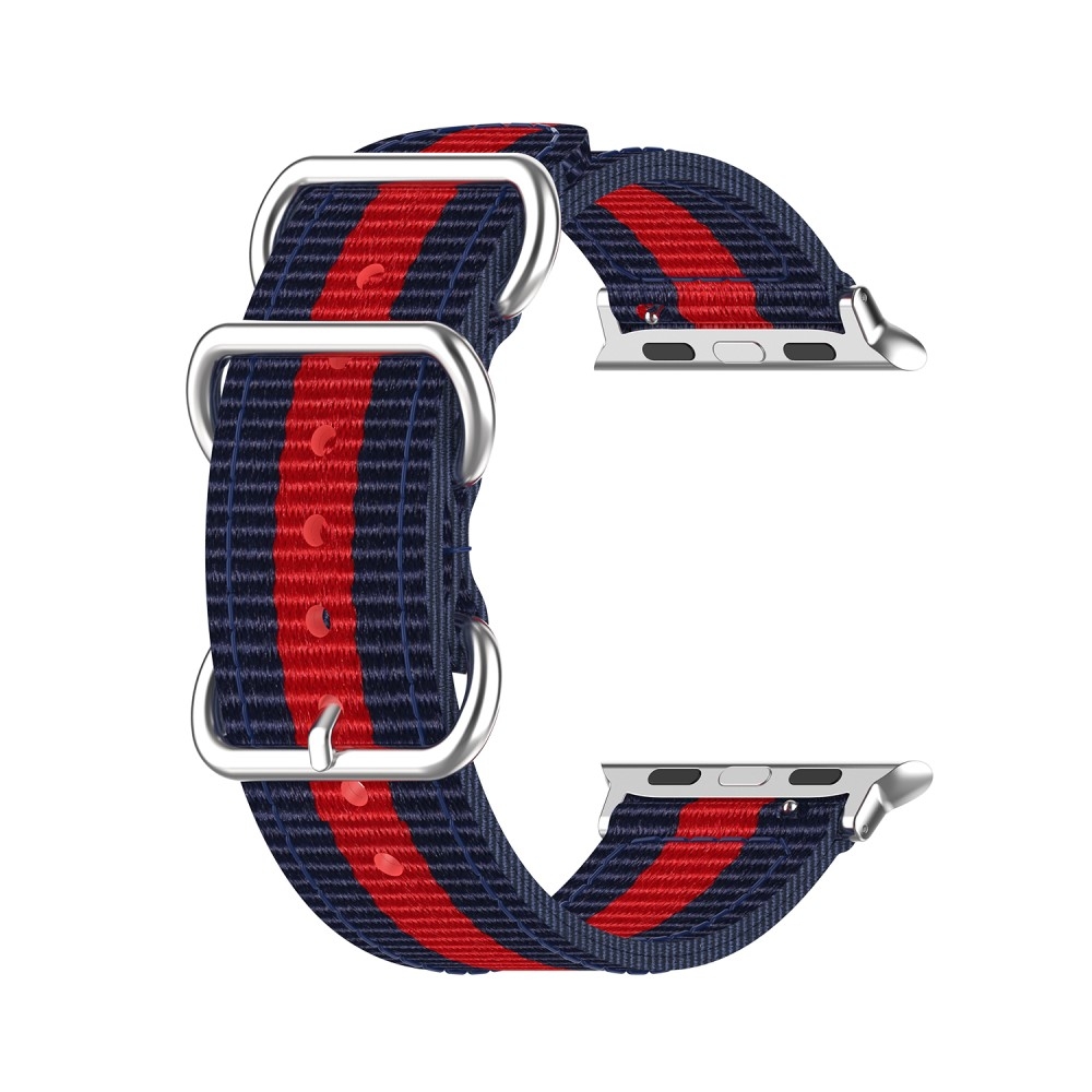 Apple Watch (49/46/45/44 mm) Canvas Stoff Armband mit Dornschliesse (Gelenkumfang 170-220mm) - Blau / Rot