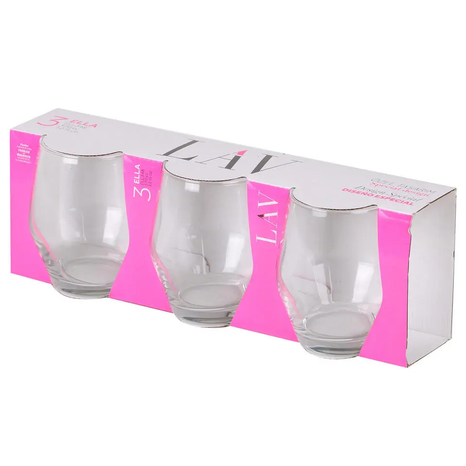 LAV Waterglazen Ella - transparant glas - 3x stuks - 370 ml