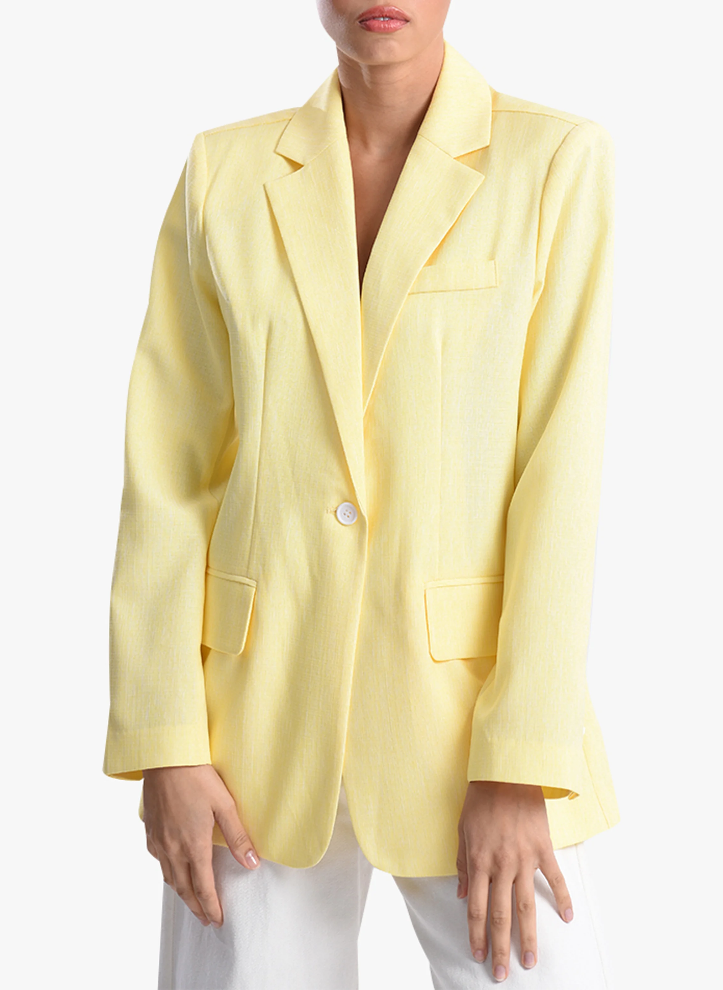 Veste col tailleur| Jaune