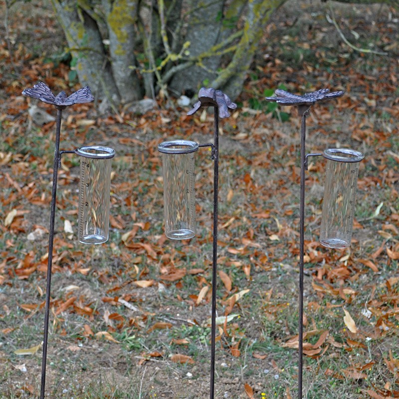 Set 3 pluviomètres grenouille, papillon, libellule