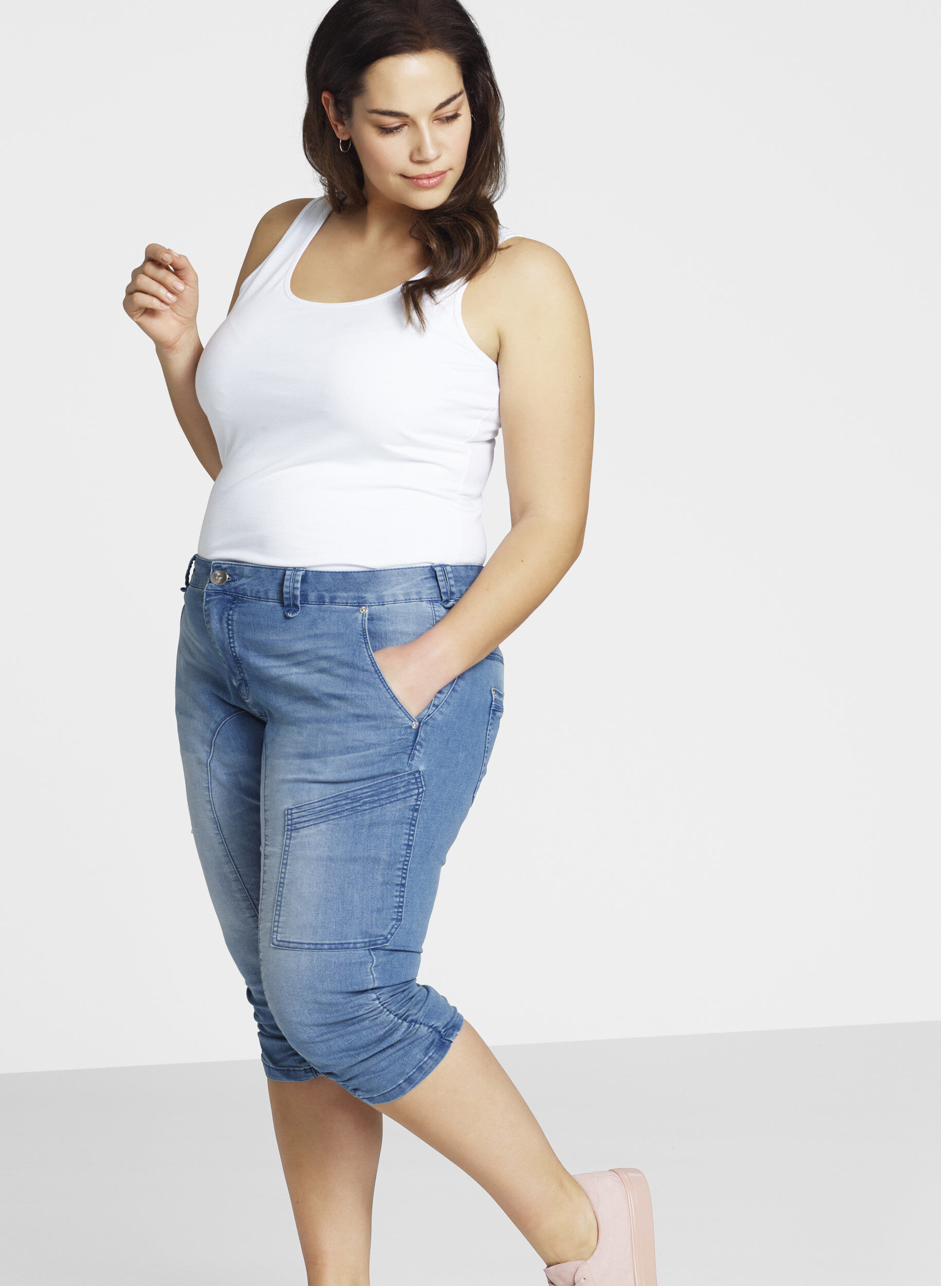 Slim fit capri jeans med lommer