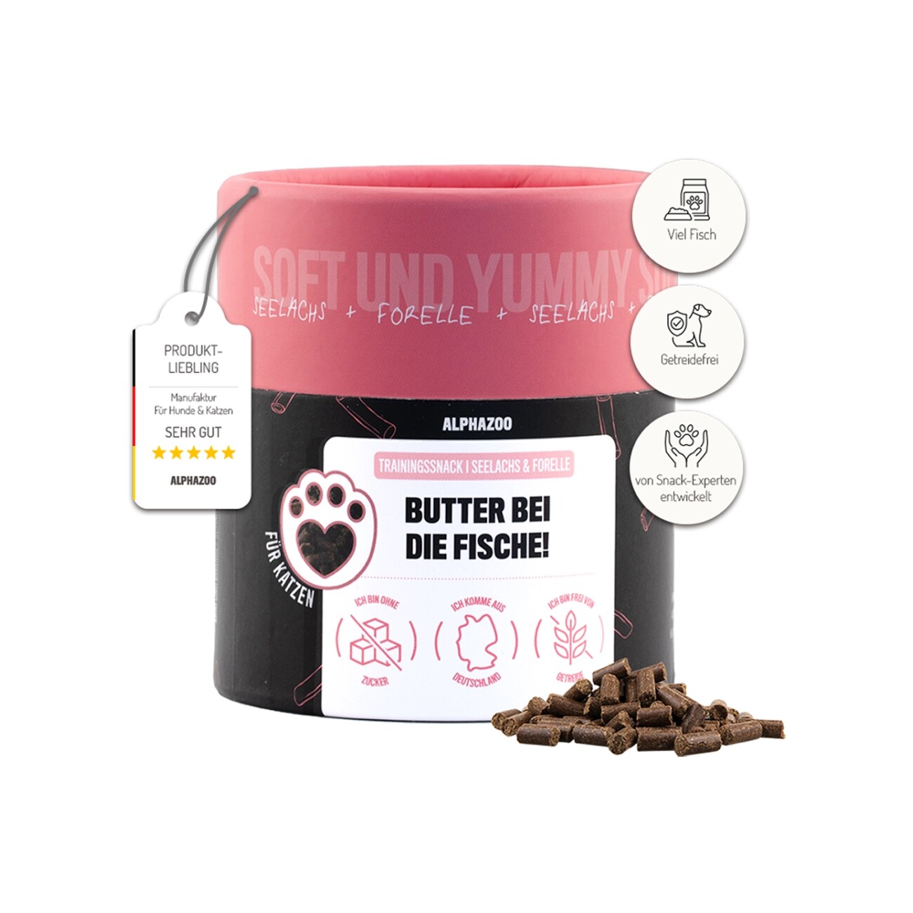 ALPHAZOO Butter Bei Die Fische! 65g I Leckerli für Katzen