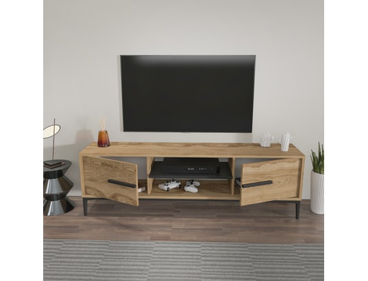 CONCEPT1 - Meuble TV Eslem - Chêne, Noir 120 x 43,6 x 29,6