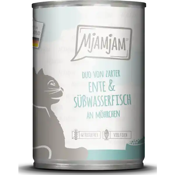 Duo von zarter Ente & Süßwasserfisch an Möhrchen 400g