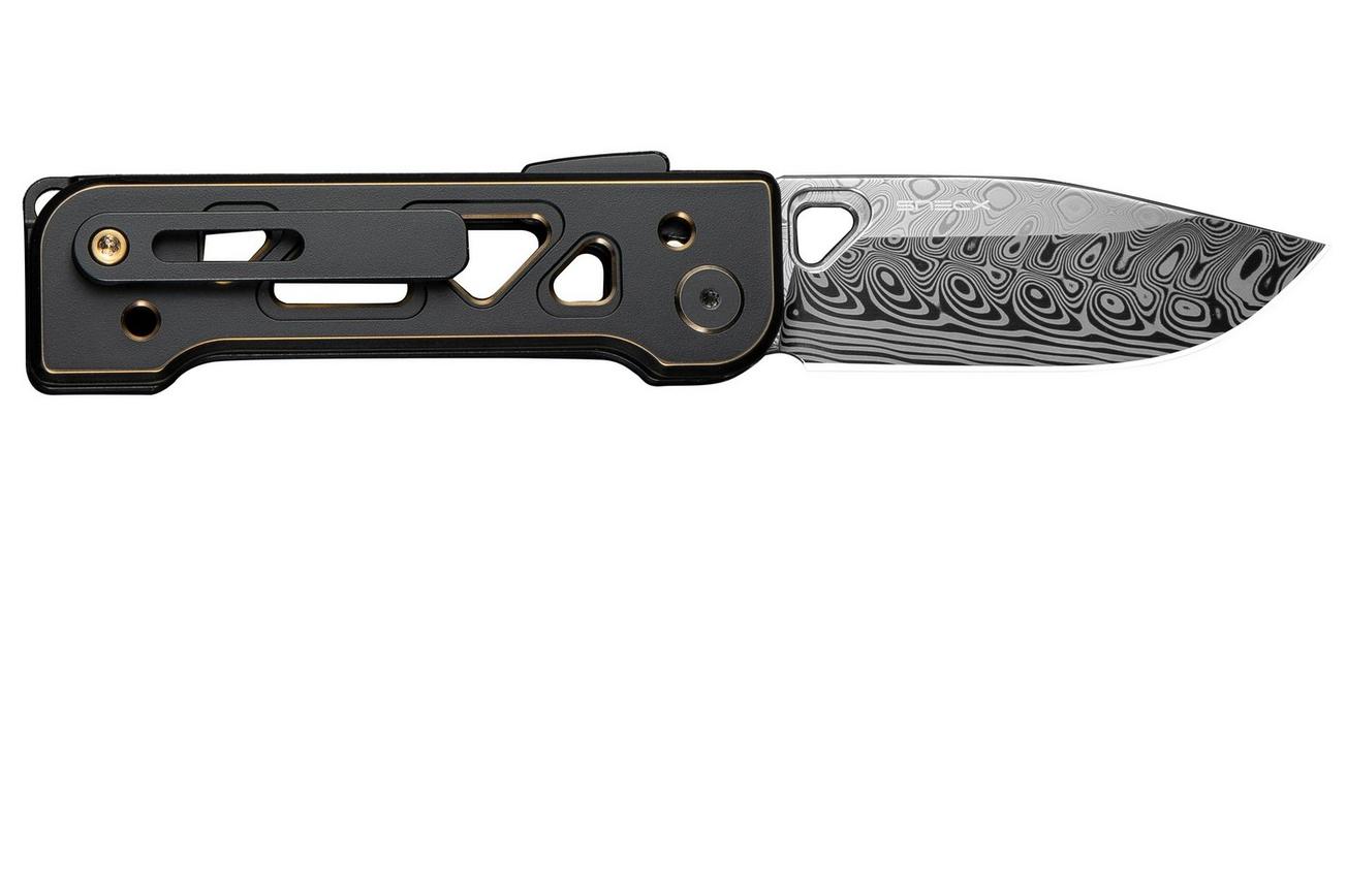 WE Knife Tyro WE24001-DS1 Hakkapella Damasteel, Black Gold Titanium, Snecx Tan design, zakmes