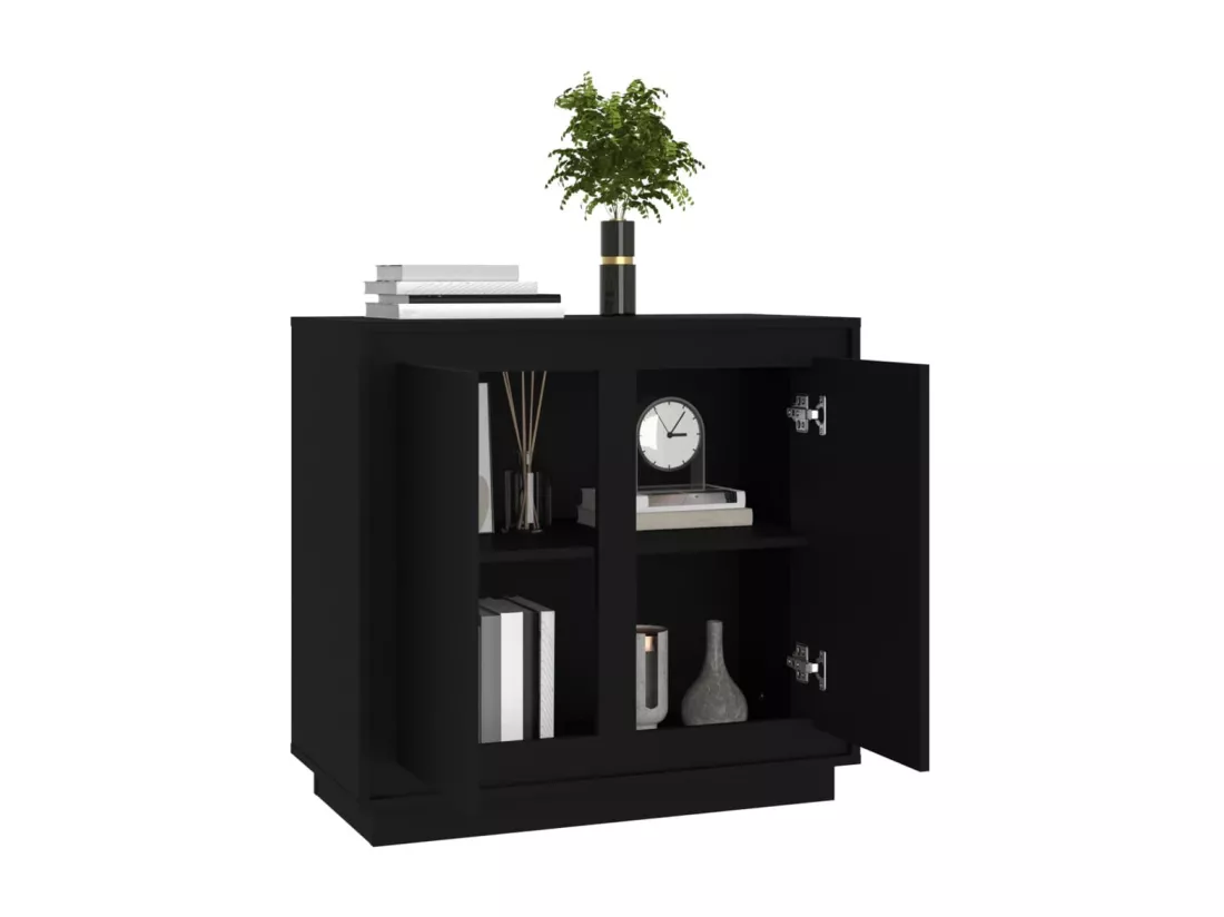 Buffet noir 80x34x75 cm bois d'ingénierie