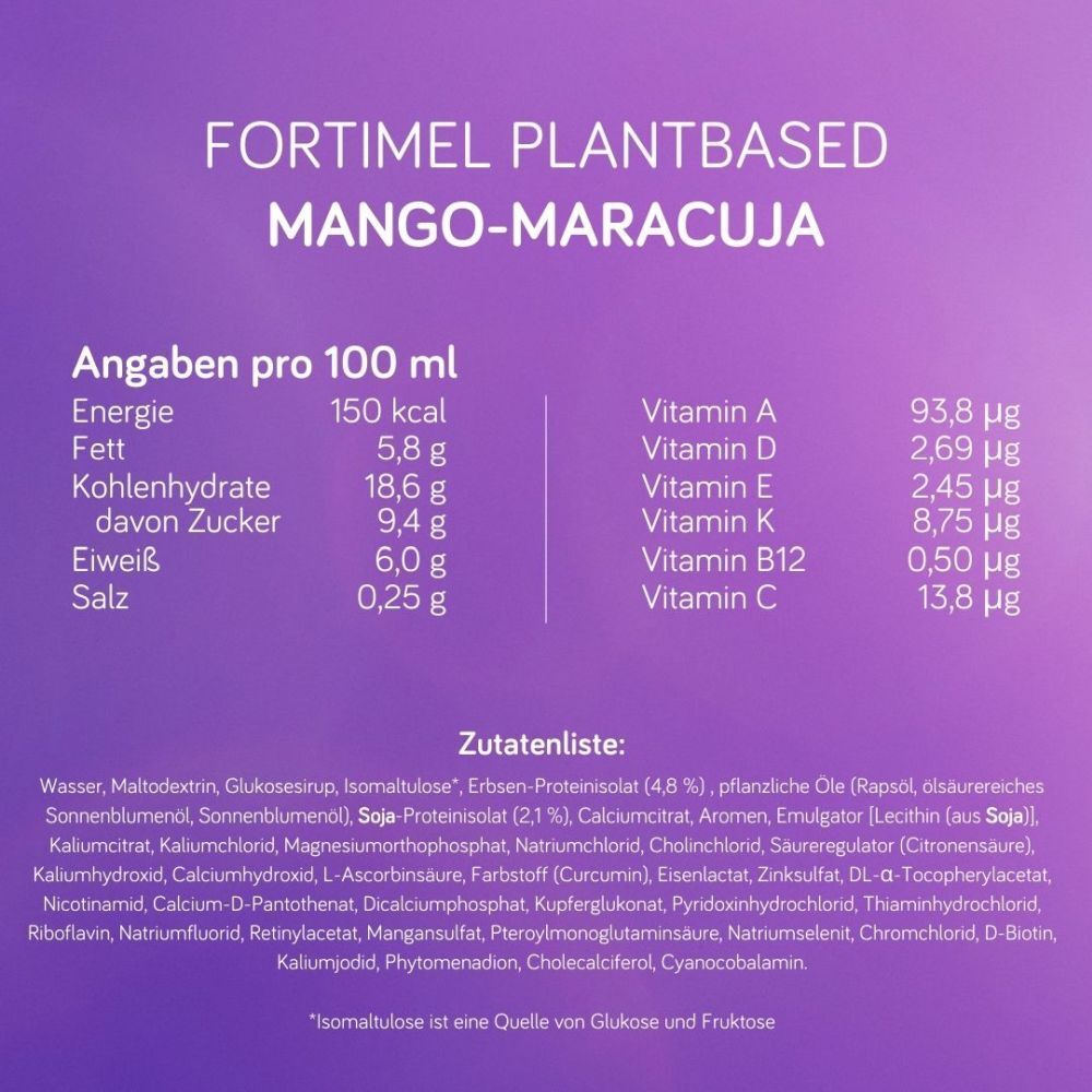 Fortimel PlantBased Mango-Maracuja | Unsere erste rein pflanzliche medizinische Trinknahrung