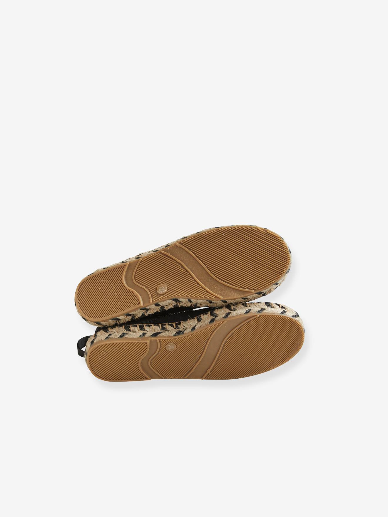 Sapatilhas de ballet estilo alpargata, lisas, em tecido preto escuro, para meninas.