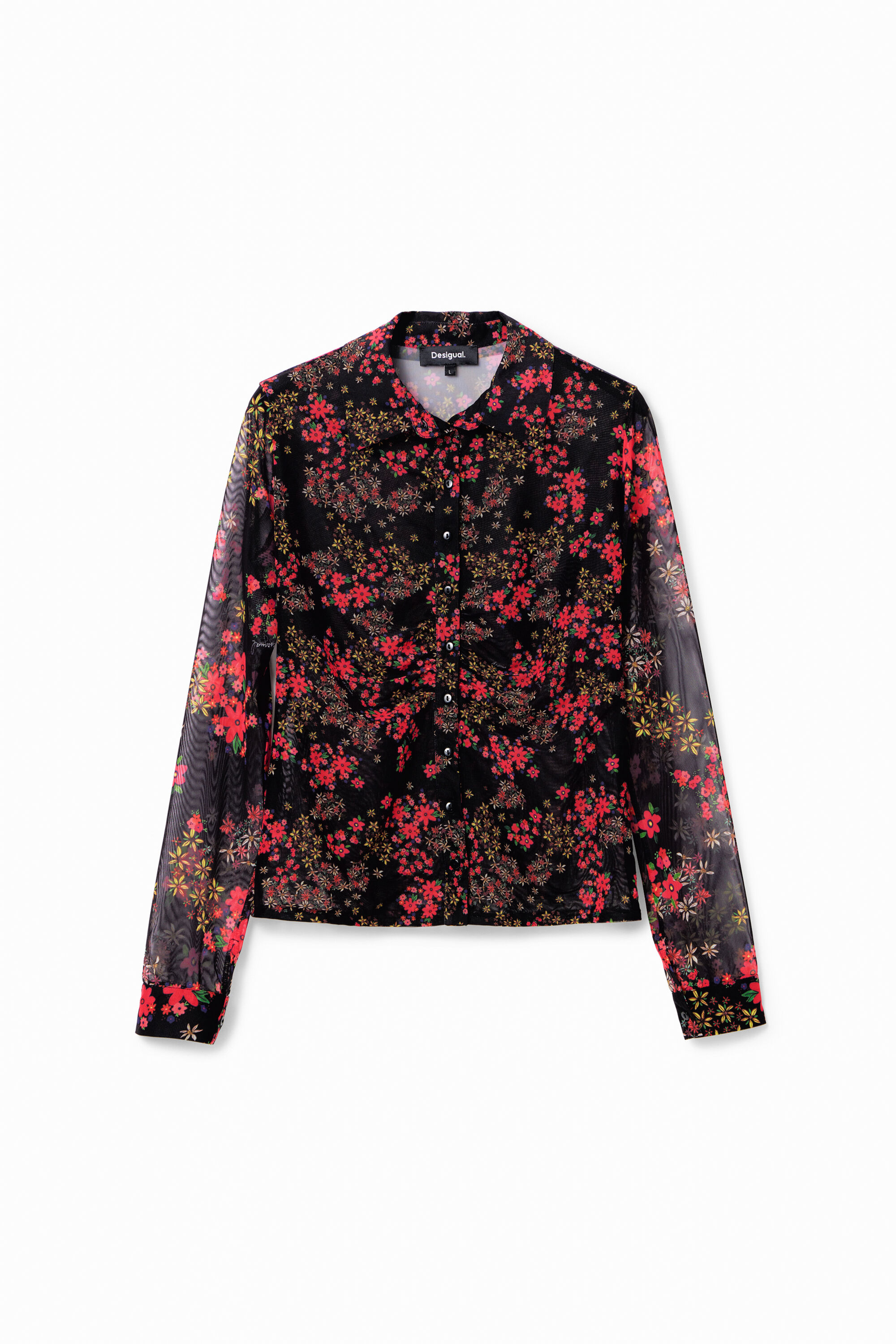 Chemise froncée tulle fleuri