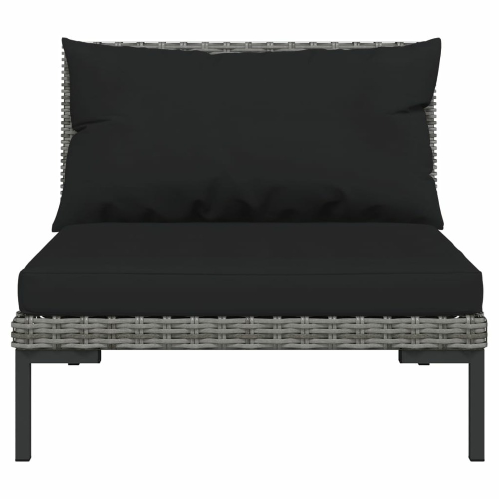 Salon de jardin meuble d'extérieur ensemble de mobilier 8 pièces avec coussins résine tressée gris foncé