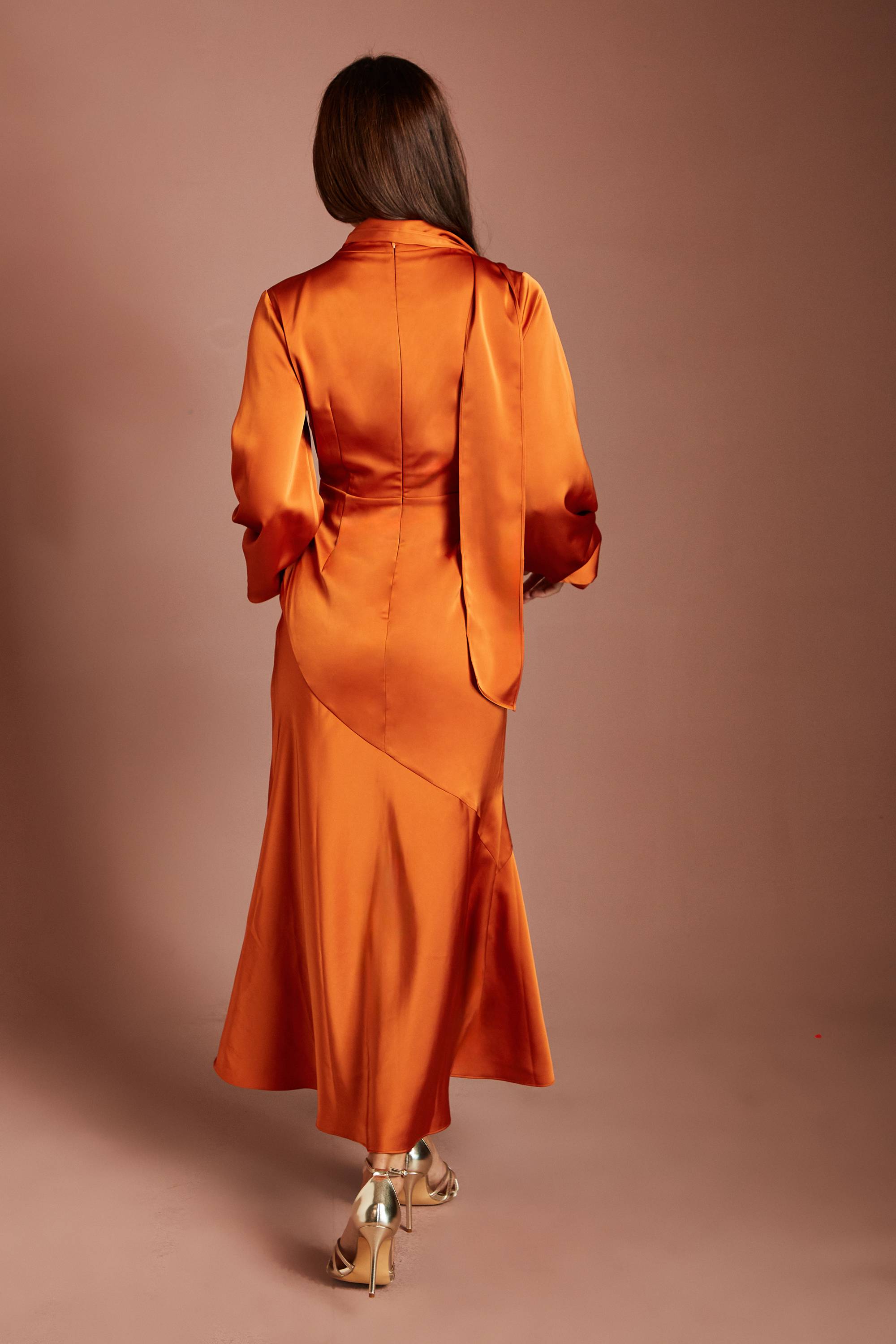 Coast Robe Midi En Satin À Corsage Cache-cœur Et Manches Bouffantes