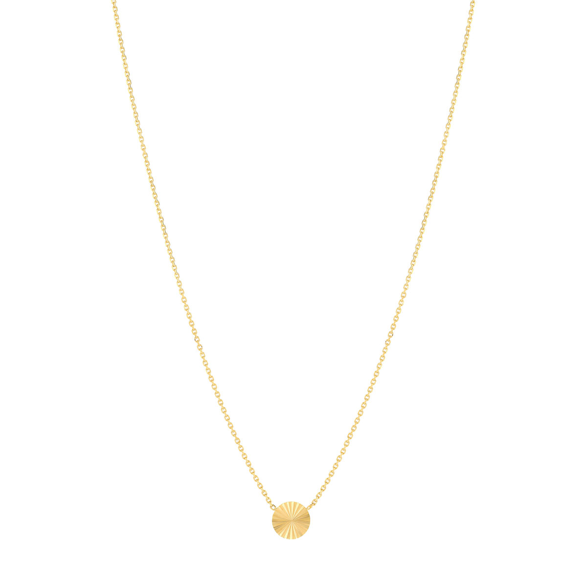 Collier plaqué or soleil strié 45 cm
