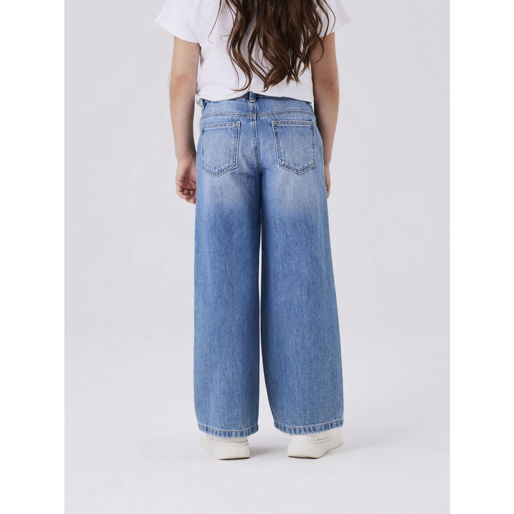 Køb Name It Medium Blue Denim Rose Wide Jeans Noos