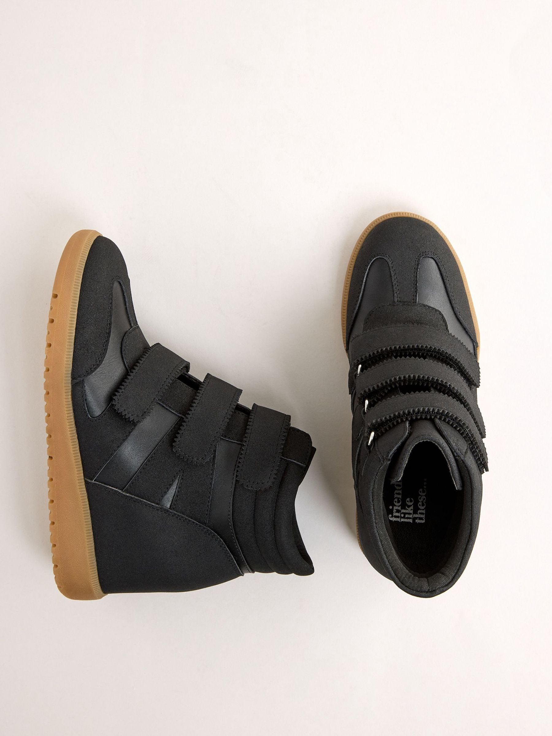 Friends Like These Faux Leather Velcro High Top Wedge Casual Trainers