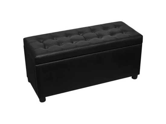 Pouf de rangement Cuir synthétique Noir