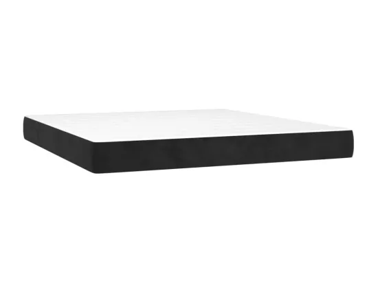 Sommier tapissier avec matelas et LED Noir 180x200 cm Velours