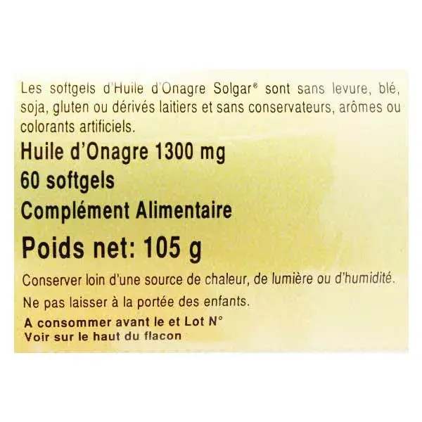 Solgar Huile d'Onagre 1300mg 60 Softgels
